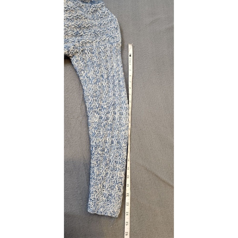 VTG EMOS COLLECTION Blue/White Cable Knit Silk Blend Tunic Cardigan Sweater SZ M - Picture 5 of 8